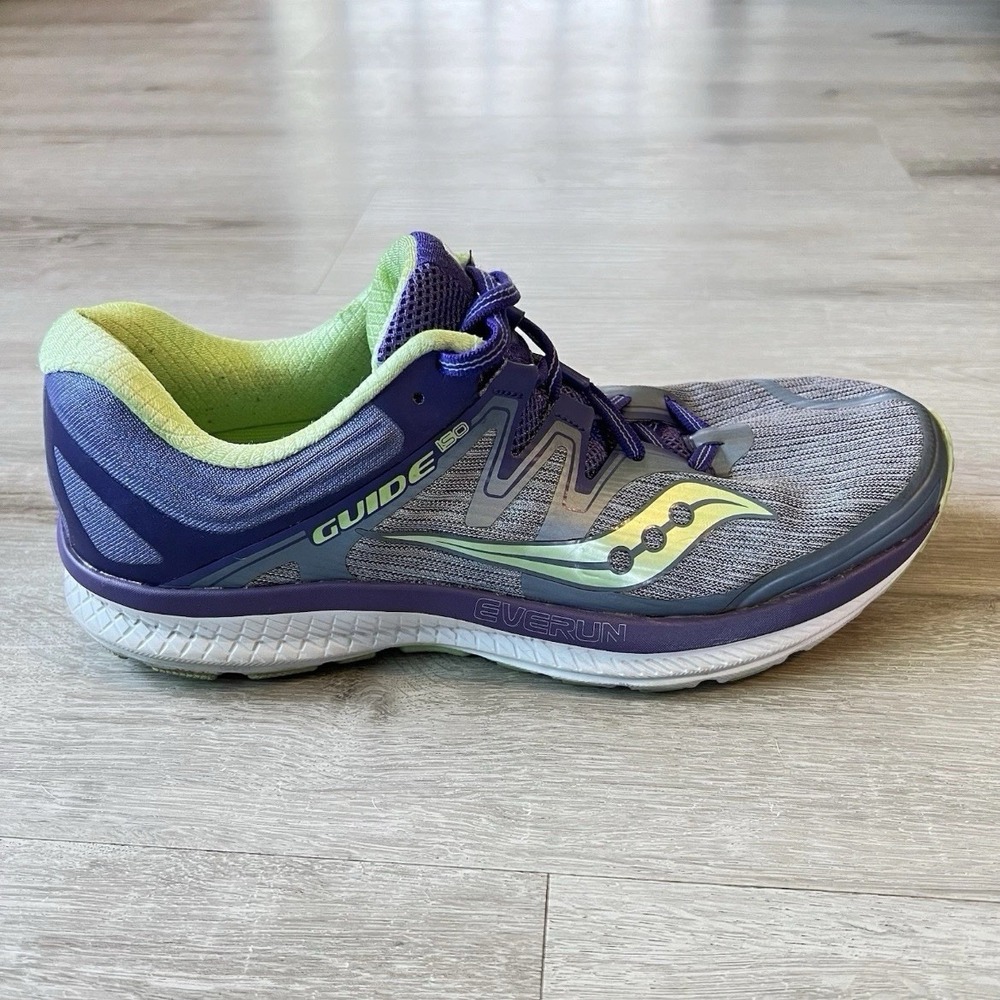 Saucony Guide ISO Womens Running Shoes Gray Purple Size 10 Athletic Sneaker